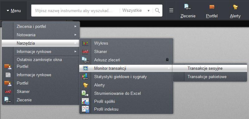 1. OPIS OKNA Monitor transakcji jest narzędziem umożliwiającym wyświetlanie informacji o transakcjach realizowanych na Giełdzie Papierów Wartościowych przez wszystkich uczestników rynku.