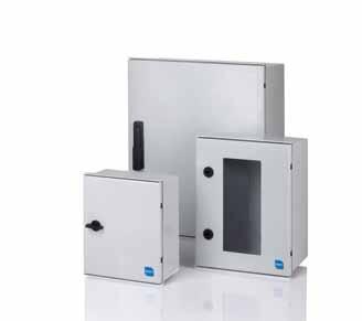 Obudowy poliestrowe Ensto Cubo N IP 66 Wymiary od 250 x 300 x 140 do 600 x 800 x 300 mm Obudowy naścienne Ensto Cubo N w skrócie: Dostępne w wersji z gładkimi bokami lub z oknem z poliwęglanu