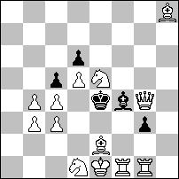 Przygotowanie i złudy nie wnoszą do treści tego samomata wiele nowego. 1...d:c4 a 2.Kc8 A c3 3.We5+ c5 4.Sc4+ Kc6 5.We6+ W:e6 6.He8+ W:e8# 1.Kc8? tempo 1...d:e4 c 2.Sb3 C1 a5 3.