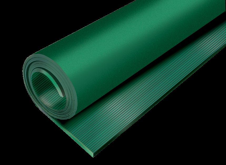 WYKŁADZINA GUMOWA RYFEL RUBBER FLOORING GROOVE 1,0 1.0 1,5 1.5 WYKŁADZINA GUMOWA RYFEL zewnętrzna powierzchnia składa się z wzdłużnych ryfli o wysokości 1 lub 1,5 mm.