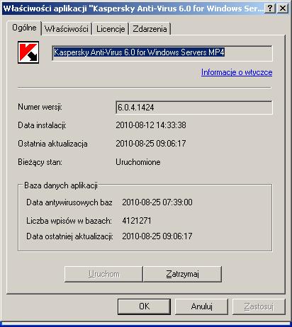 Pod listą aplikacji znajdują się przyciski, które mogą zostać użyte do: przeglądania listy zdarzeń, które wystąpiły podczas działania aplikacji na komputerze klienckim i zostały zarejestrowane na