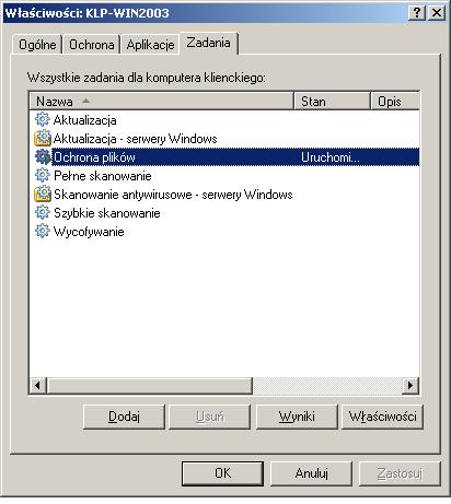 Możesz również utworzyć swoje własne zadania (strona 121), np. zadania skanowania, aktualizacja aplikacji i jej cofanie, zadania instalacji pliku klucza licencyjnego. Rysunek 16.
