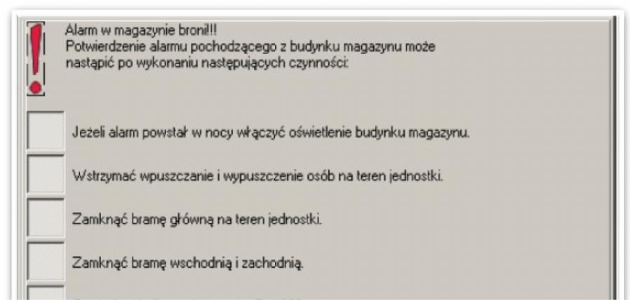 Zadania alarmowe Zadania alarmowe pomagają operatorowi zapanować nad stresem w czasie wystąpienia alarmu.