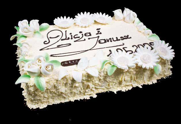 * ROCZNICOWY z dedykacją Przykład tortu rocznicowego z dedykacją, Dekorację stanowią cukrowe kwiaty i biała * tort piętrowy