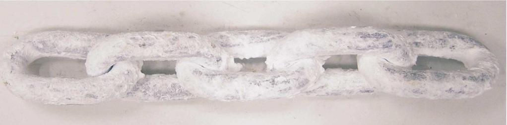 Otrzymane w skali połtechnicznej powłoki cynkowo-aluminiowe na wysokowytrzymałym łańcuchu ogniwowym wykazały znacznie lepszą odporność korozyjną od powłok cynkowych. Po 1000 godz.