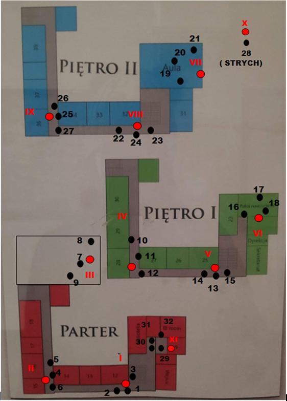 Sprawozdanie: nr 0110101018/RLAN_KAT01 Strona 12 z 18 C. Badany obiekt Lokalizacje punktów pomiarowych przedstawiono na Rys. 1. Legenda: Rys.