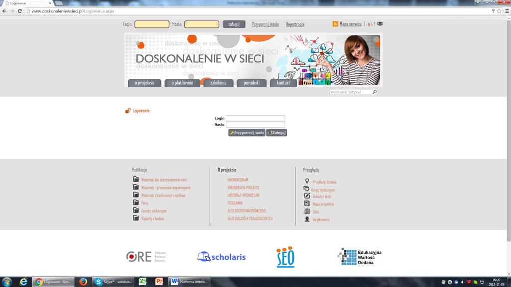 Aby należeć do wybranej Sieci współpracy musi podać login administratorowi danej Sieci współpracy.