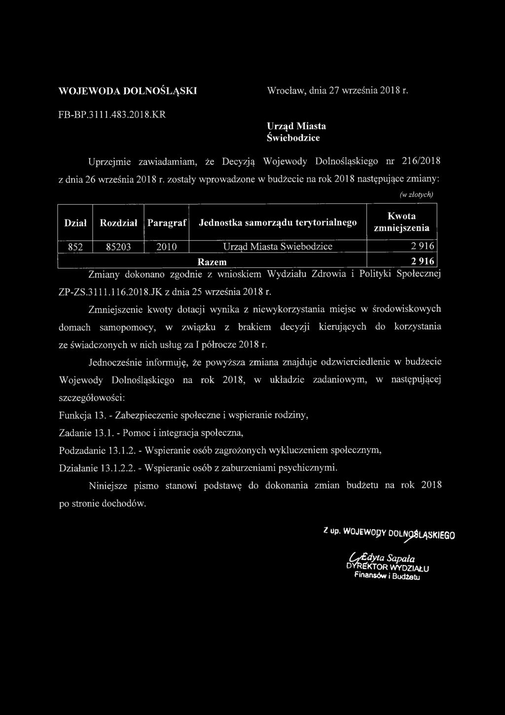 2018 JK z dnia 25 września 2018 r. * up.