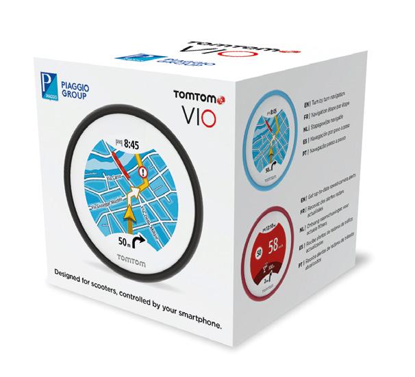 TOM TOM VIO TOM TOM VIO NAWIGACJA GPS, SPECJALNA EDYCJA DLA GRUPY PIAGGIO PVG 606521M Zaprojektowana przez Tom Tom specjalnie do zastosowania na skuterach,