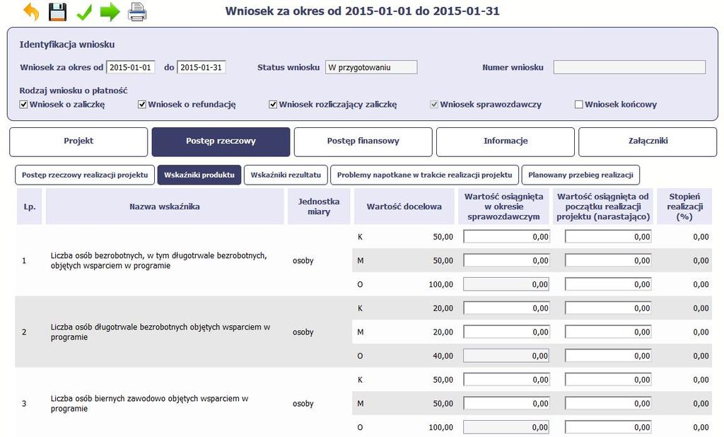 WSKAŹNIKI PRODUKTU Wskaźniki produktu określają materialne efekty (np. zrealizowane usługi, zakupiony sprzęt, wybudowana droga, itp.