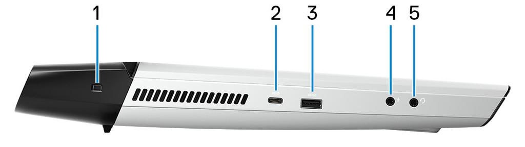 1 Gen2 oraz do 40 Gb/s w przypadku złącza Thunderbolt3. UWAGA Do podłączenia do urządzenia DisplayPort wymagany jest adapter USB Type-C/DisplayPort (sprzedawany osobno). 3. Port USB 3.