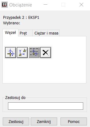 Przykładamy siły skupione do węzłów pasa górnego w narożach o wartości 11 kn i w środku 22 kn.