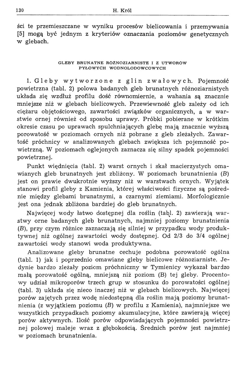 130 H. Król ści te przemieszczane w wyniku procesów bielicowania i przemywania [5] mogą być jednym z kryteriów oznaczania poziomów genetycznych w glebach.