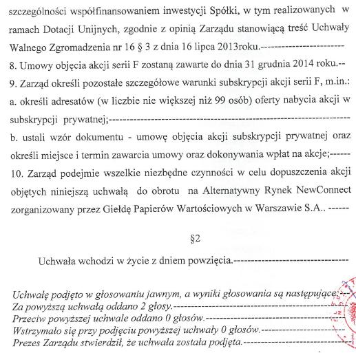 Treść uchwały nr 02/12/2014 Zarządu