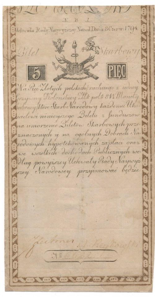 Pierwsza seria A. Miłczak A11a 72. 5 złotych 1794 N.B.