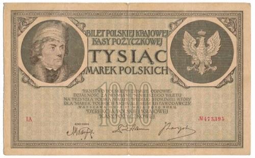 Prezencja ponadprzeciętna. Miłczak 18a Stan zachowania: 3/+3 Cena wywoławcza: 80 zł 94. 1000 marek 1919 2x Ser.C - rzadka odmiana Druga najrzadsza odmiana 1000 marek z emisji majowej.