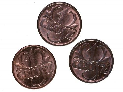 37. Zestaw 3 x 1 grosz 1937/8/9 ładne Ładne
