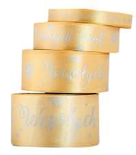 WSATWS 12mm-25mm-38mm-50mm/22mb CZERWONY 060 BORDOWY 080 ZIELONY 093 CHABROWY ZŁOTY SREBRNY Wstążka satynowa Wesołych