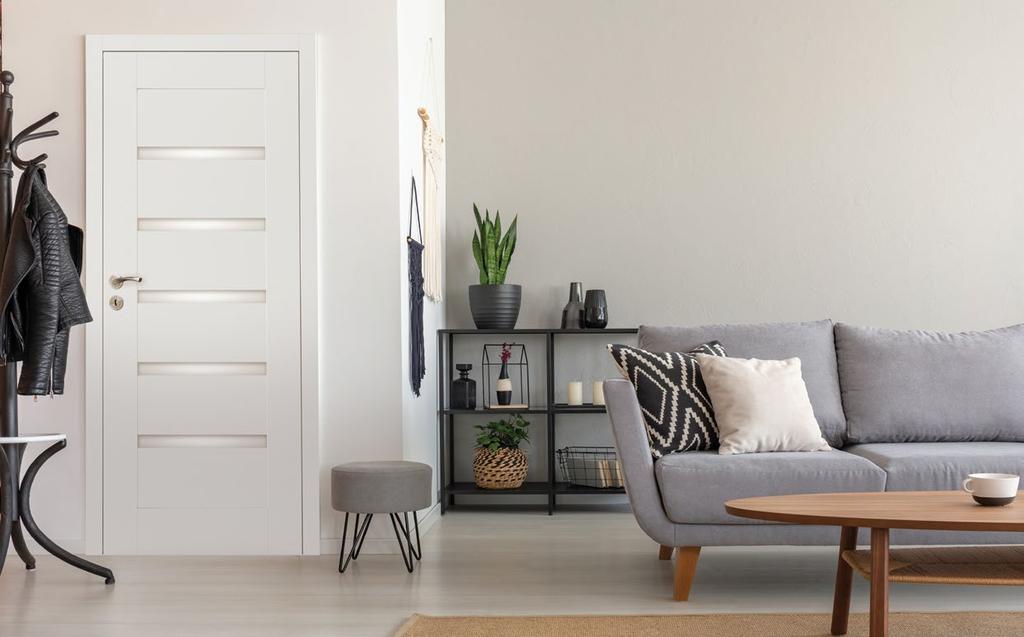 Jasny i efektowny Design Vittoria KONSTRUKCJA drzwi ramiakowe wersja przylgowa wersja bezprzylgowa ramiaki wykonane z MDF wzmocnione listwami drewnianymi obłóg płyta HDF szkło 3.3.1.
