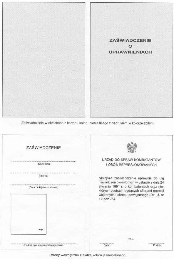 Wzór nr 46(2) do 37 WZÓR ZAŚWIADCZENIA O UPRAWNIENIACH