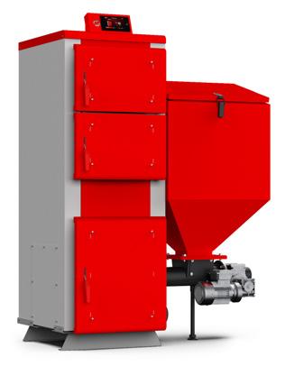 KOTŁY WĘGLOWE 5 KLASY Standard wykonania: palnik z prawej strony kotła Opcja wykonania: palnik z lewej strony kotła HT EKO GL 15-40 kw Kotły podajnikowe 5 klasy do spalania ekogroszku HT EKO GL 15 15