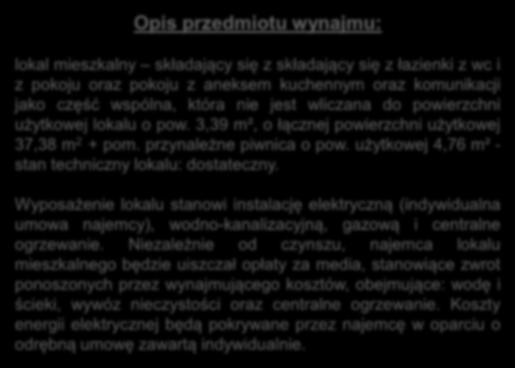 3,39 m², o łącznej powierzchni użytkowej 37,38 m 2 + pom. przynależne piwnica o pow.