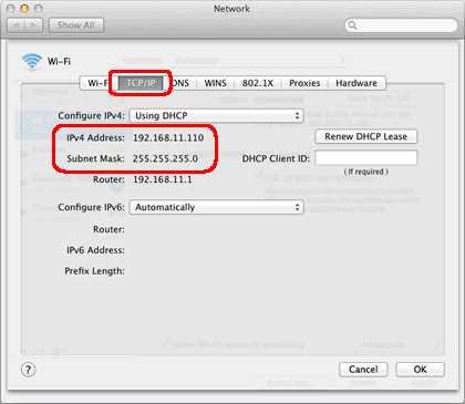 4. Kliknij pozycję TCP/IP i sprawdź Adres IPv4 oraz Maskę podsieci. Upewnij się, że maska podsieci to 255.255.255.0.