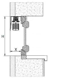 VI. Sposoby montażu oraz wymiarowanie Montaż do wnęki Podajemy wymiar H, X oraz S Żaluzje fasadowe z prowadnicami podtynkowymi Położenie prowadnic podtynkowych względem standardowych prowadnic w