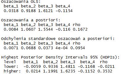 17 PRZYKŁAD - WYNIKI Kierunek zależności dla obu modeli jest zachowany (oprócz stałej). Średnia wartość ρ = 0.