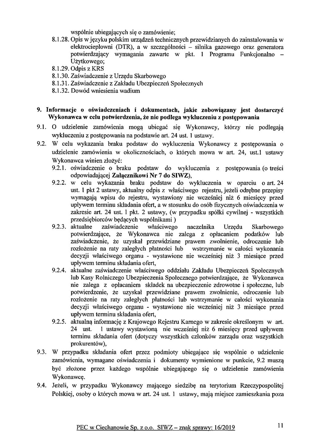 wspólnie ubiegających się o zamówienie; 8.1.28.