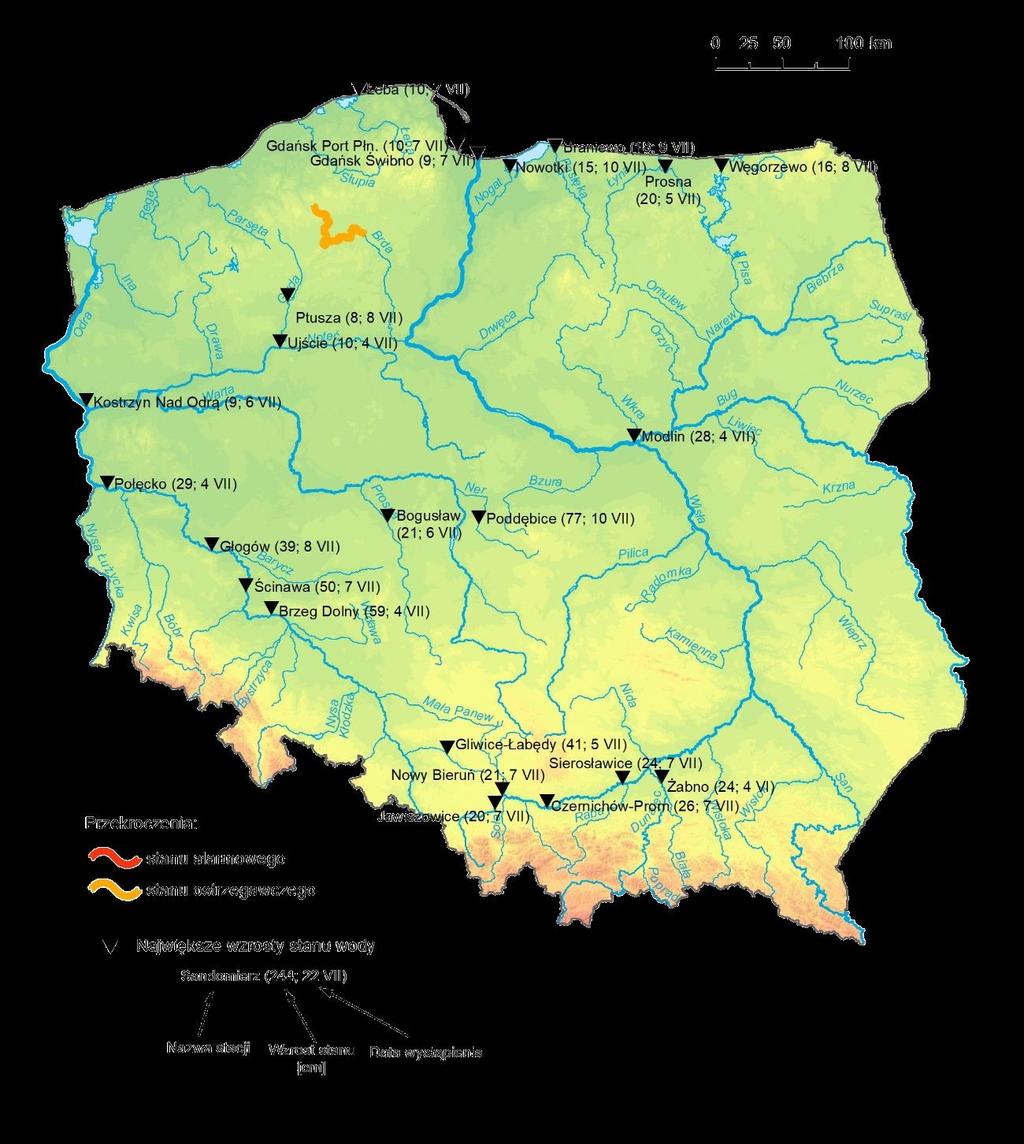 4. Przekroczenia stanów ostrzegawczych i alarmowych oraz najwyższe dobowe wzrosty