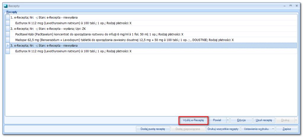 Parametr MAX_NUMBER_OF_PRESCRIPTION_IN_PACKAGE w parametrach systemowych określa maksymalną liczbę recept, jakie