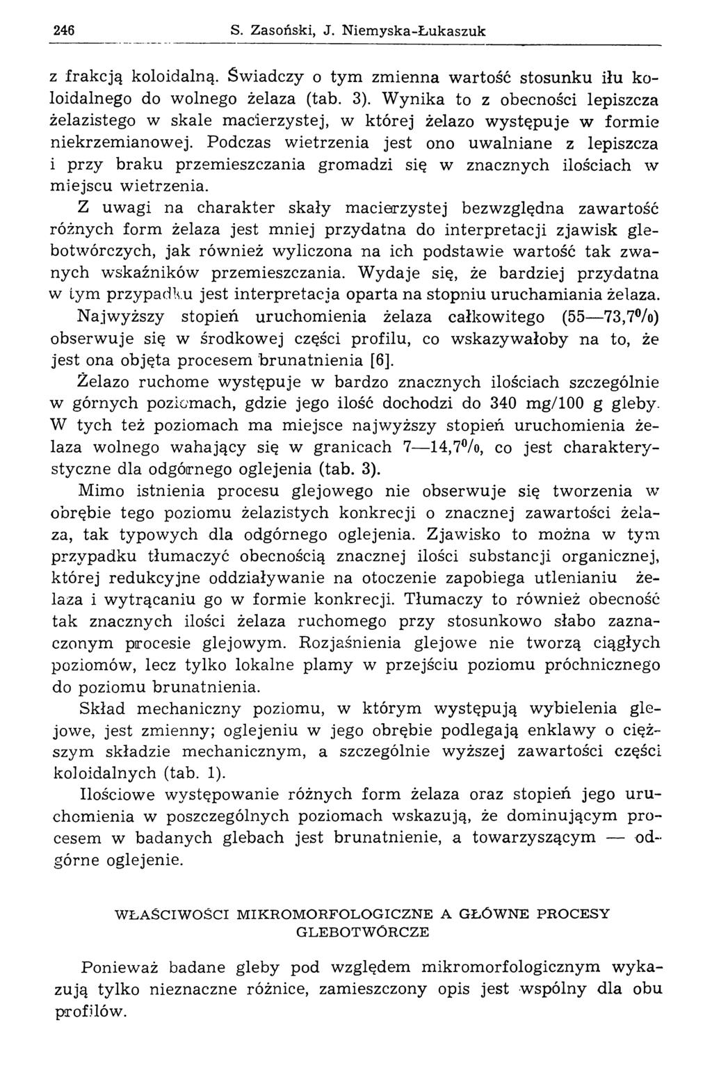 246 S. Zasoński, J. N iem yska-ł ukaszuk z frak cją koloidalną. Św iadczy o tym zm ienna w artość stosunku iłu koloidalnego do wolnego żelaza (tab. 3).