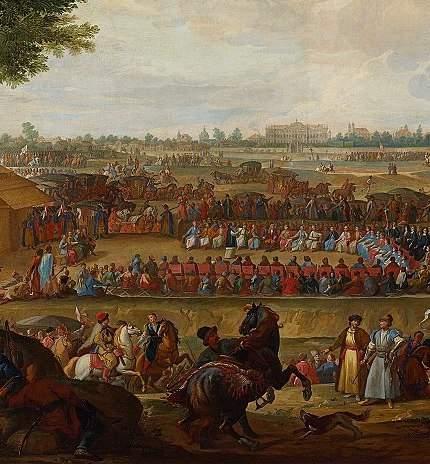 Elekcja króla Augusta II w dniu 27 czerwca 1697 r., w oddali kościół ss.