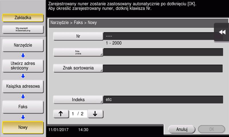 Rejestracja adresata 3.5 3 4 Wprowadzić nazwę odbiorcy, pod którą zostanie zarejestrowany.
