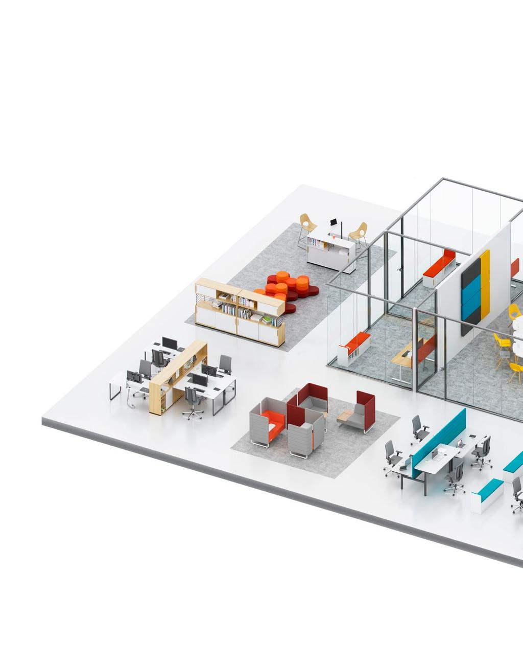 1 Shared work zone Good communication is the basis of effective teamwork; it is natural for this to take place in an office space.