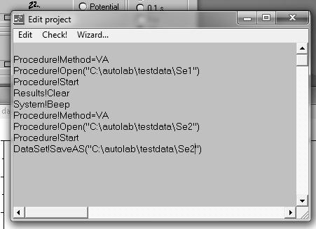 W celu wczytania utworzonego wcześniej projektu należy z menadżera programu otworzyć zakładkę Project: Project -> Open -> Procedura Se(IV).