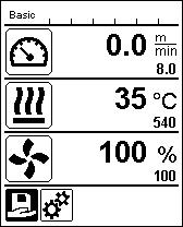Dotyczy to prędkości i temperatury. Jeśli ta funkcja jest dezaktywowana, wyświetlane są tylko wartości zadane. Funkcja Set Values Ustaw wartości jest dezaktywowana fabrycznie. 6.