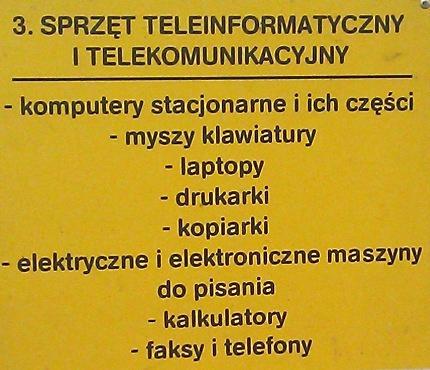 odpady zielone, chemikalia, leki, baterie i akumulatory, tworzywa sztuczne, meble i inne odpady wielkogabarytowe, szkło, odpady poremontowe, sprzęt elektryczny i elektroniczny, opony od pojazdów o