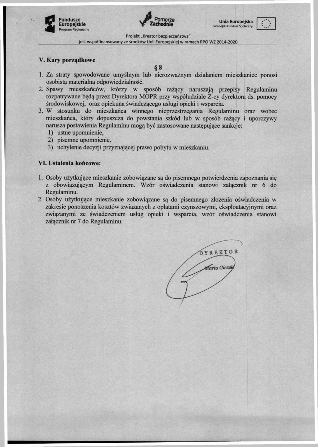 s Fundusze Europejskie Unia Europejska Europejski Fundusz Społeczny V. Kary porządkowe 8 1.