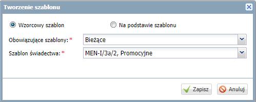 Sporządzanie wydruków 1. Tworzenie szablonu świadectwa dla oddziału Po wypełnieniu arkuszy ocen wychowawca powinien przygotować szablon świadectwa dla całego oddziału.