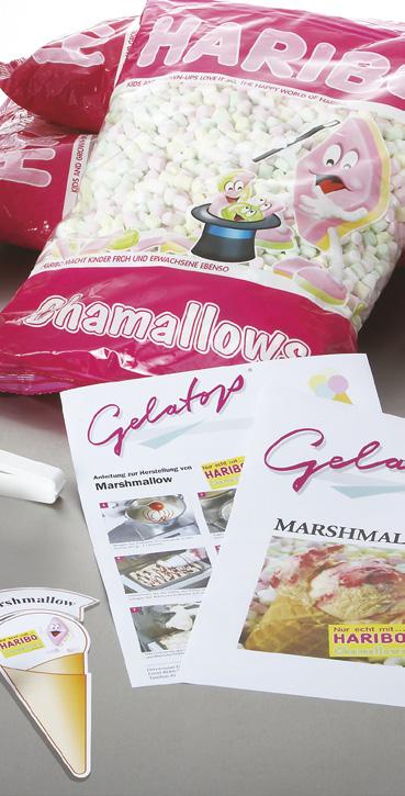 Oferta zawiera: pastę Marshmallow polewę truskawkową do marmurkowania pianki HARIBO folder