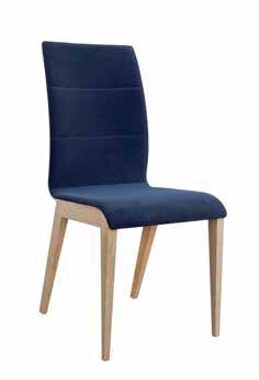 contrast between the upholstered front and the