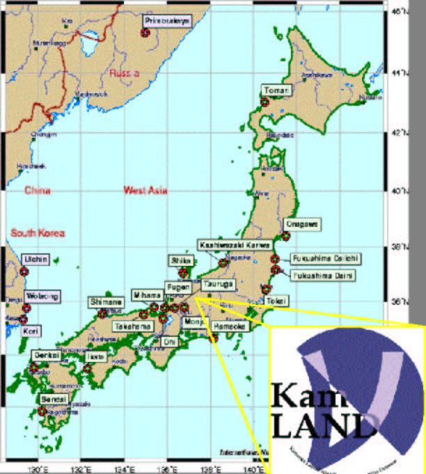 Kamland Eksperyment Kamland Wymarzonym miejscem na tego typu eksperyment jest Japonia - mocarstwo energetyki atomowej.