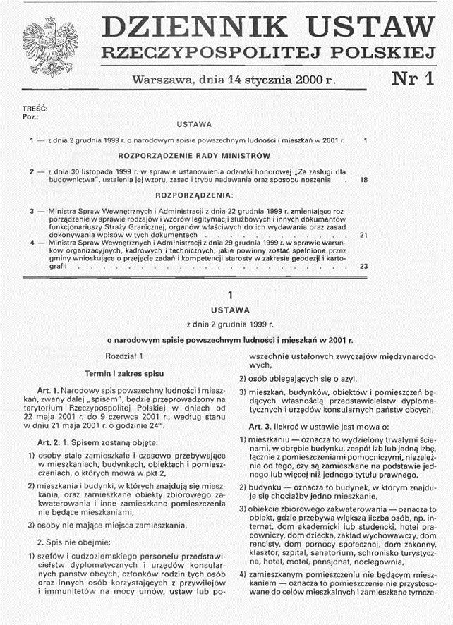 Narodowy Spis Powszechny Ludności i Mieszkań 2002 W 1999 r.