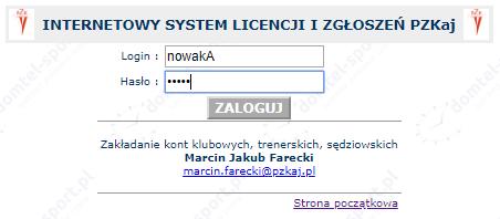 Pojawia się strona INTERNETOWY SYSTEM LICENCJI I ZGŁOSZEŃ