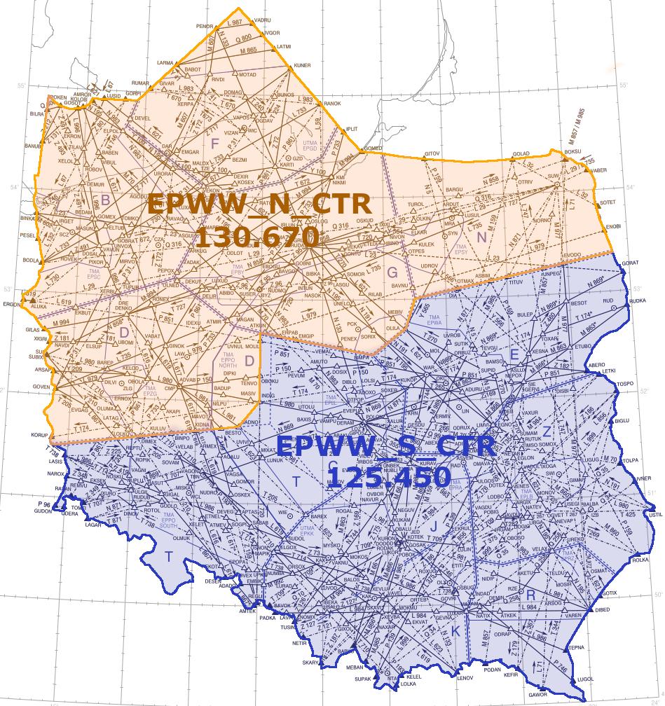 2.1.2 Dwa sektory: SOUTHFIR [S, W] częstotliwość 125.450 NORTHFIR [N] częstotliwość 130.