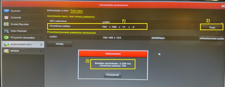 Testowanie parametrów sieciowych.