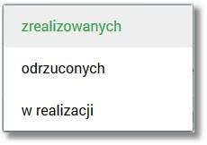 Użytkownik ma możliwość przeglądania doładowań po wybraniu odpowiedniej wartości w polu Lista doładowań: Doładowania mogą być dodatkowo oznaczone liczbą nowych pozycji, z którymi Użytkownik jeszcze
