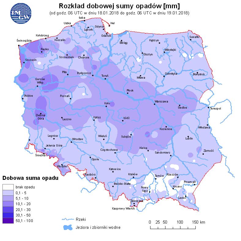 wody w rzekach Rozkład